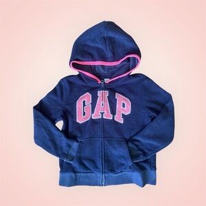 GAP Kids Navy Fleece Hoodie with Pink Trim Size Medium (8-9)